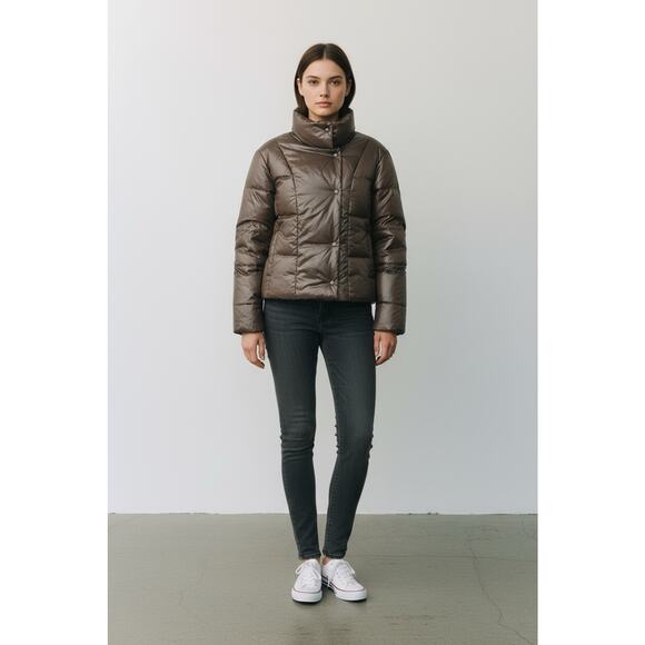 GAP Jackets & Blazers - Y2K Gap Women's Puffer Jacket Small Brown Nylon Down Filled Snap Buttons New!